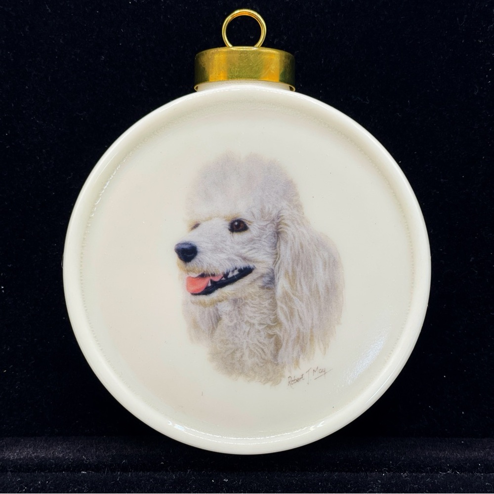 Poodle Ceramic Christmas Ornament